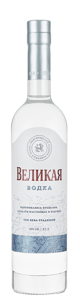 Водка ВЕЛИКАЯ 40% 0,5л